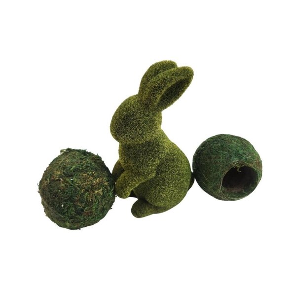 Other - Bunny Rabbit Figurine For Spring Summer Home Decor Or Crafts Faux Grass Moss